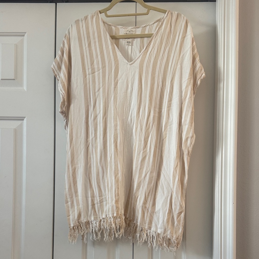 Billabong Cream Striped Fringe Tunic